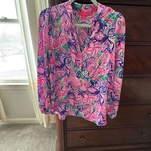 Lilly Pulitzer Pink and Purple Floral Blouse